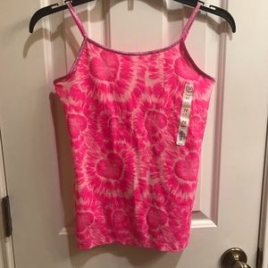 Girls SO Sonoma Hot Pink + White Hearts Tie-Dye Cami Tank Top Shirt Size 14 NWT